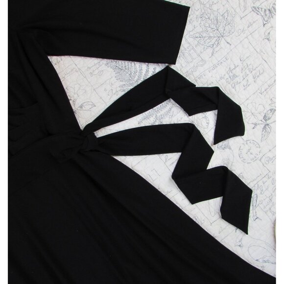 EUC Lauren Ralph Lauren Black Label Surplice Jersey Dress Black Women's 18 - Picture 6 of 8